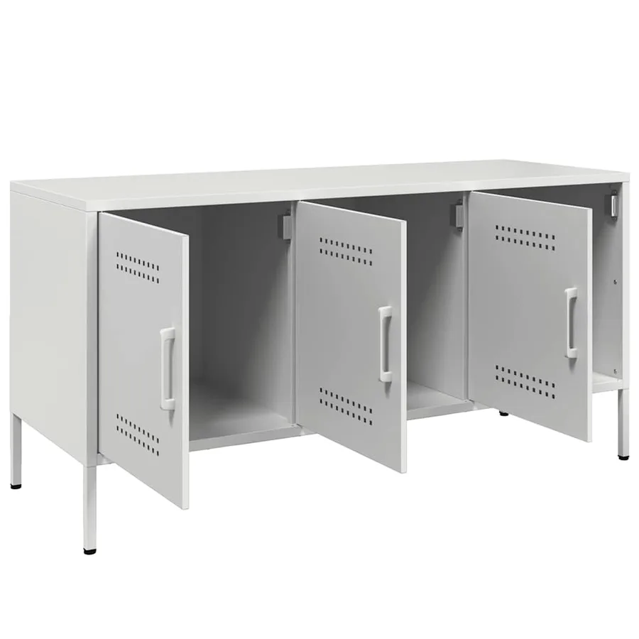 Meuble TV blanc 100,5x39x50,5 cm acier - 9