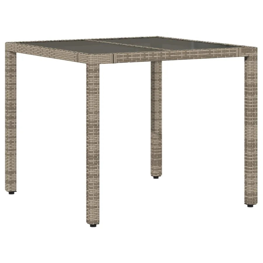 Ensemble à manger de jardin 5 pcs coussins gris résine tressée - 4