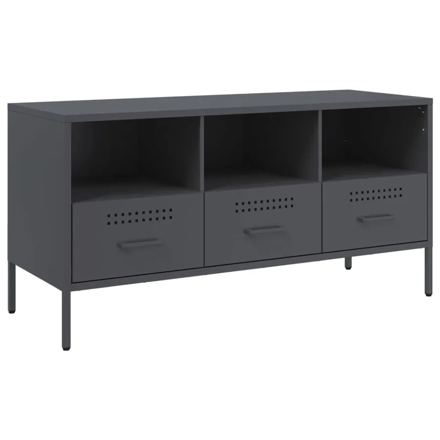 Meuble TV anthracite 100,5x39x50,5 cm acier - 2