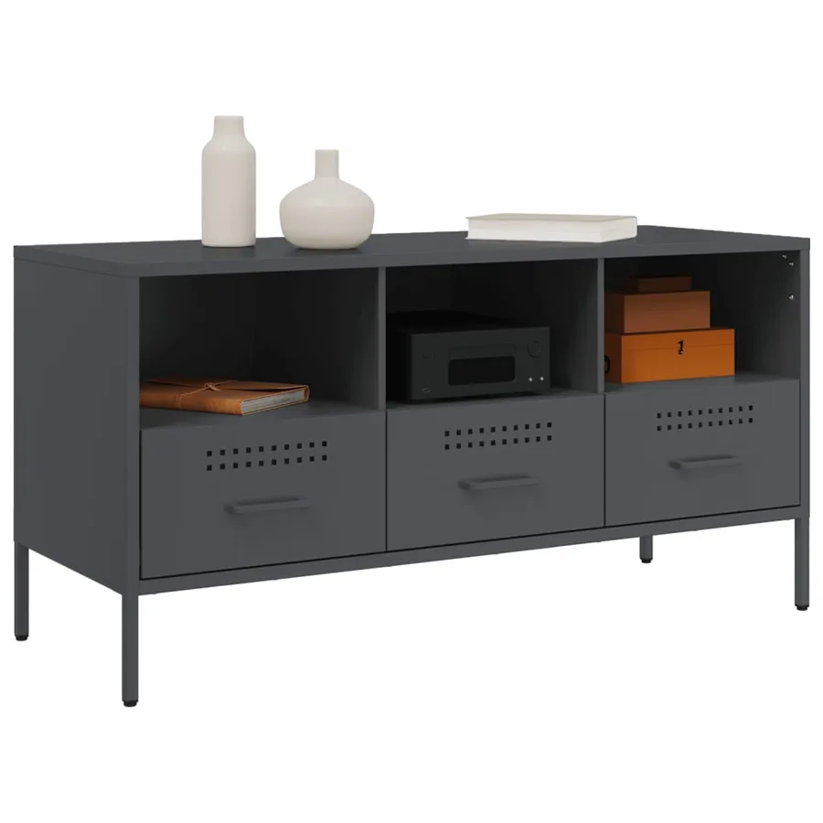 Meuble TV anthracite 100,5x39x50,5 cm acier - 4