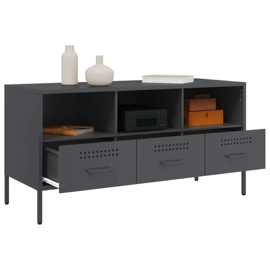 Meuble TV anthracite 100,5x39x50,5 cm acier - 5