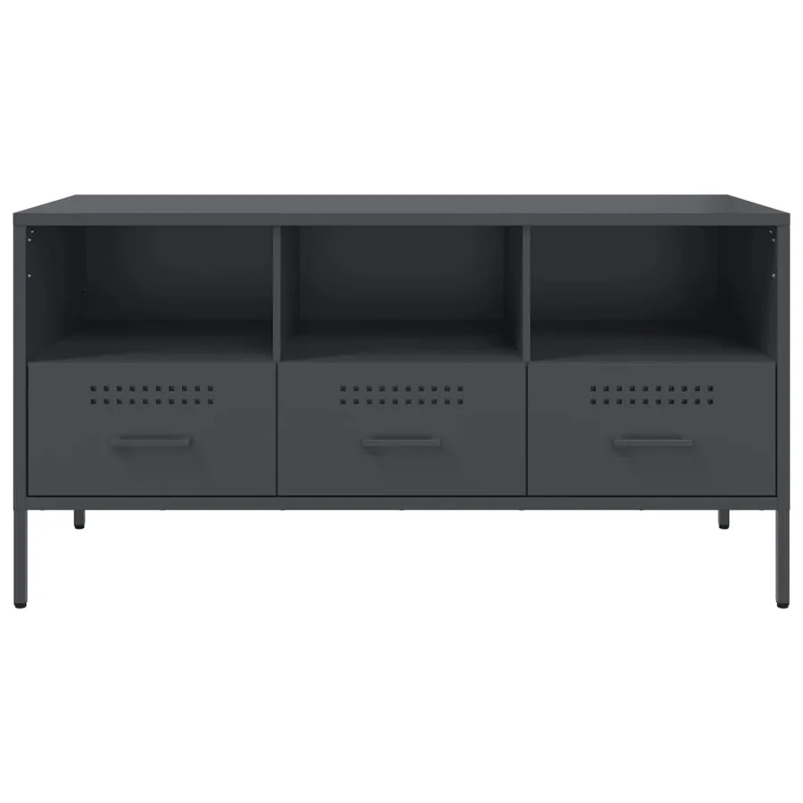 Meuble TV anthracite 100,5x39x50,5 cm acier - 6
