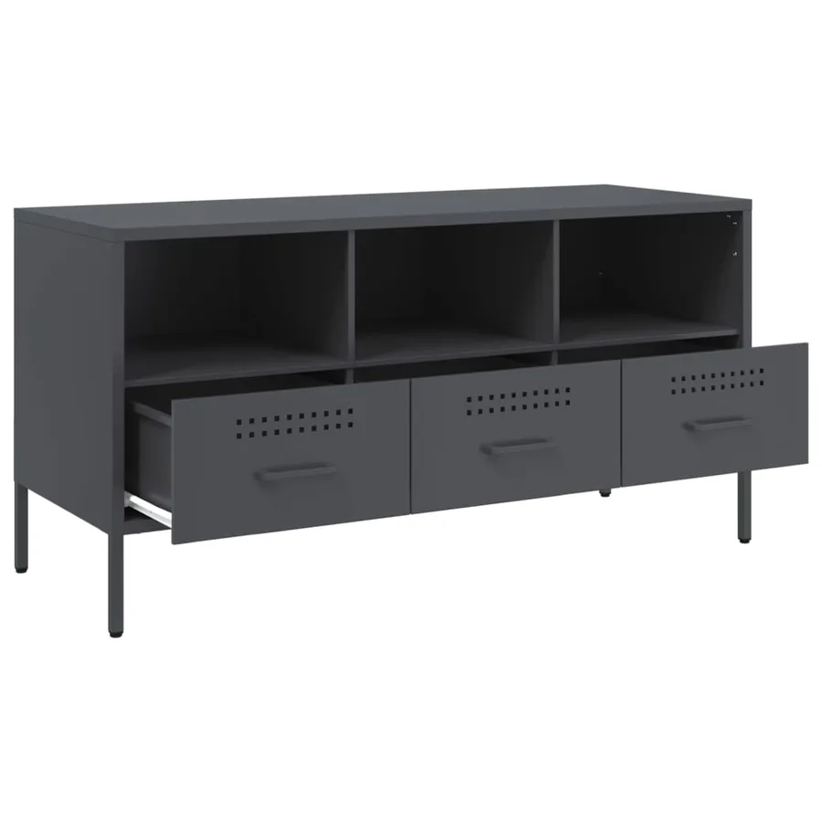 Meuble TV anthracite 100,5x39x50,5 cm acier - 9