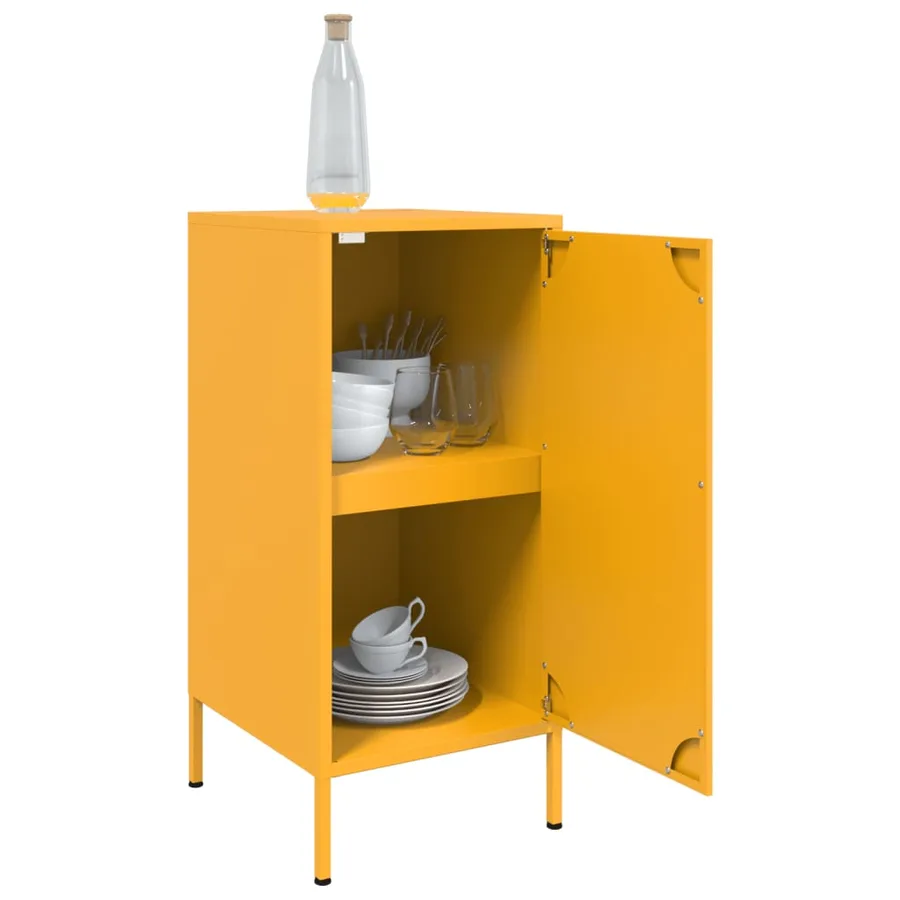 Buffets 2 pcs jaune moutarde 36x39x79 cm acier - 5