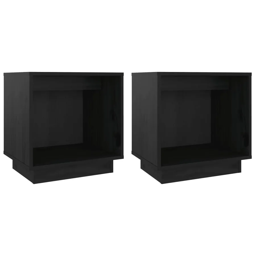 Tables de chevet 2 pcs Noir 40x30x40 cm Bois de pin solide - 2