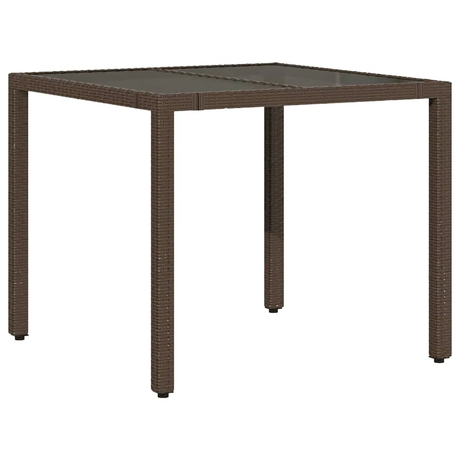 Ensemble à manger de jardin 5 pcs et coussins marron poly rotin - 4
