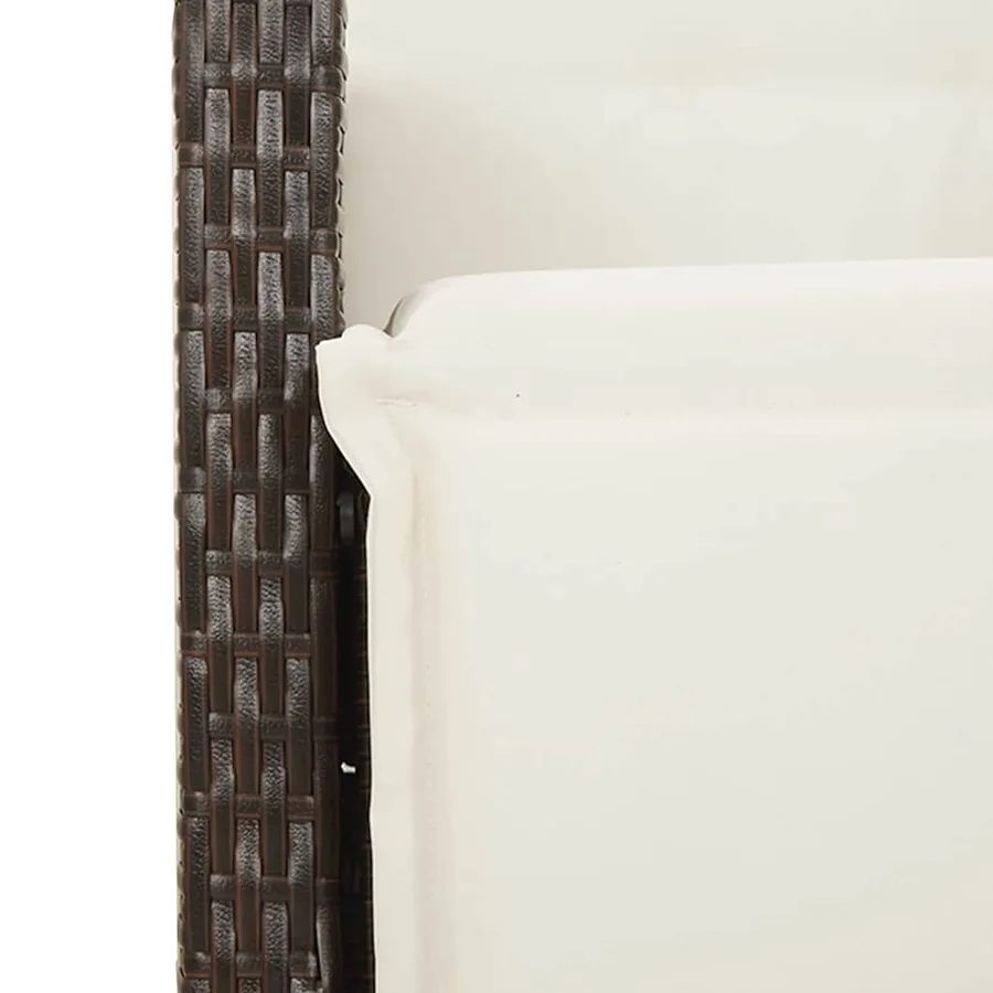 Ensemble à manger de jardin 5 pcs et coussins marron poly rotin - 8
