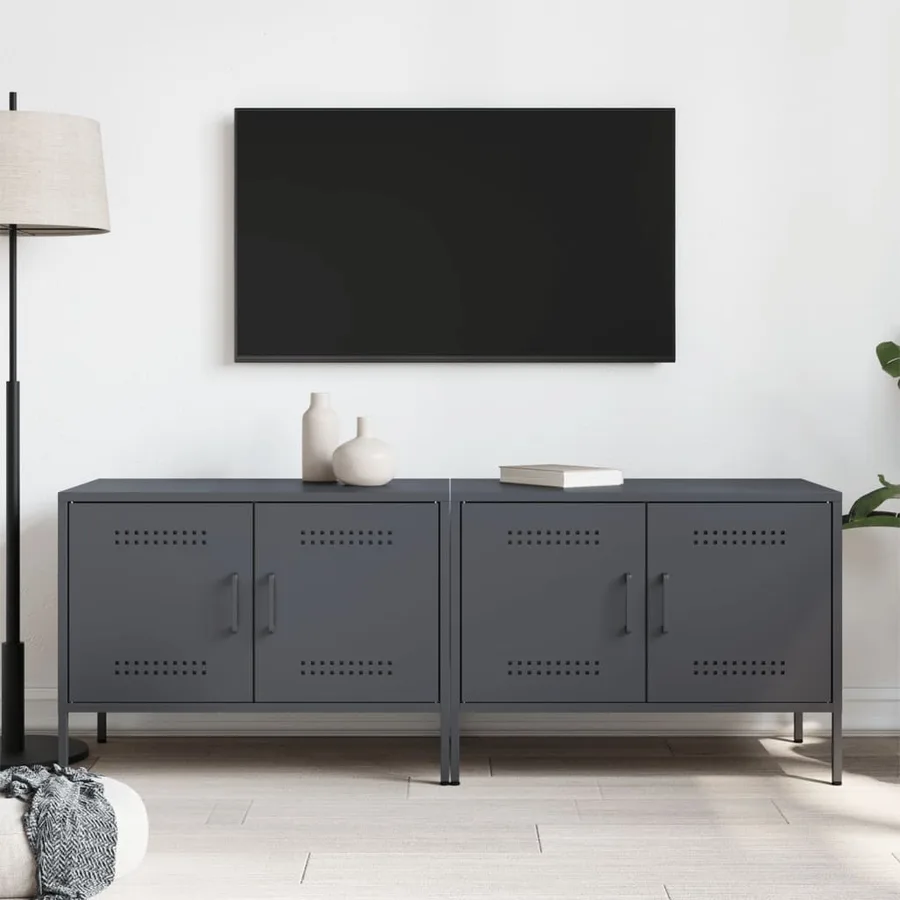 Meubles TV 2 pcs anthracite 68x39x50,5 cm acier - 3