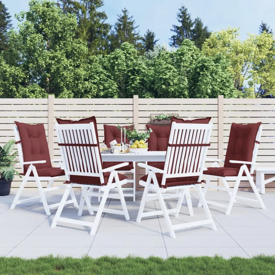 Coussins de chaise dossier haut lot de 6 rouge bordeaux mélangé - 3