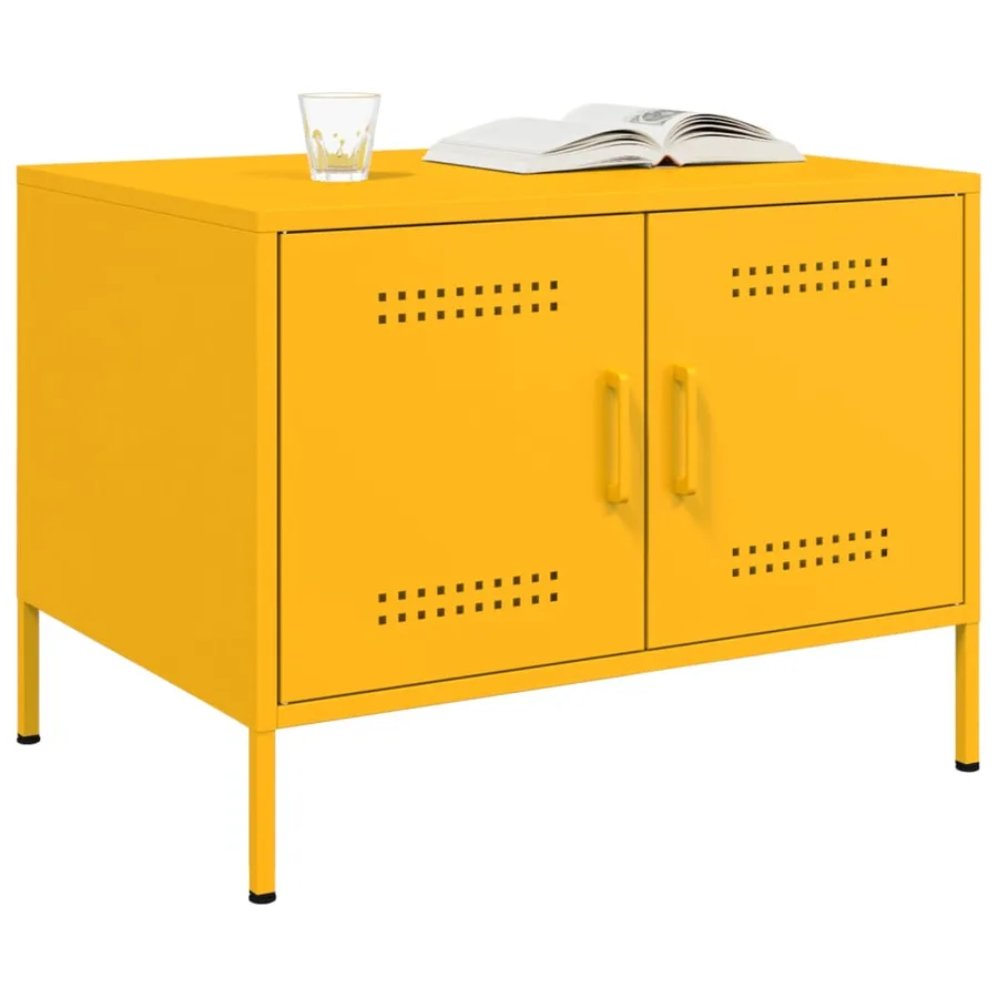 Table basse jaune moutarde 68x50x50,5 cm acier - 3