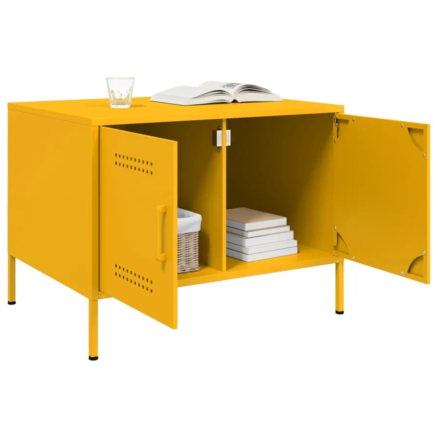 Table basse jaune moutarde 68x50x50,5 cm acier - 4
