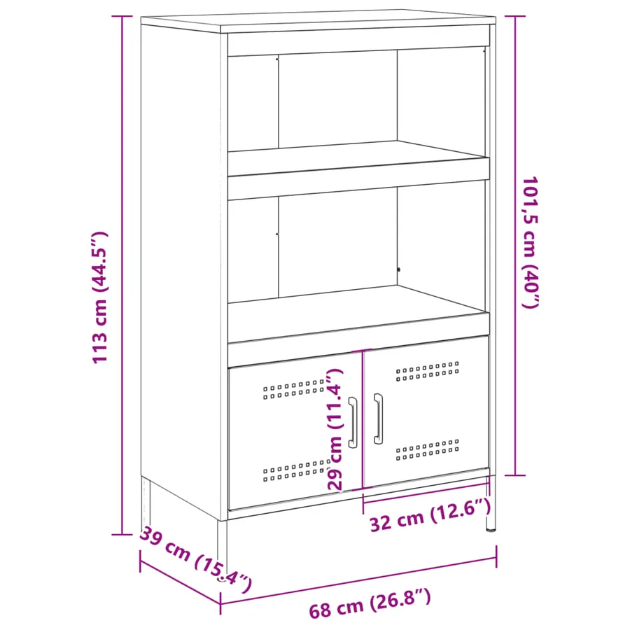Buffet haut anthracite 68x39x113 cm acier - 13