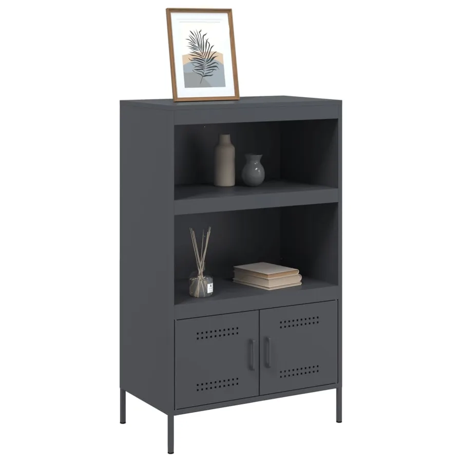 Buffet haut anthracite 68x39x113 cm acier - 4
