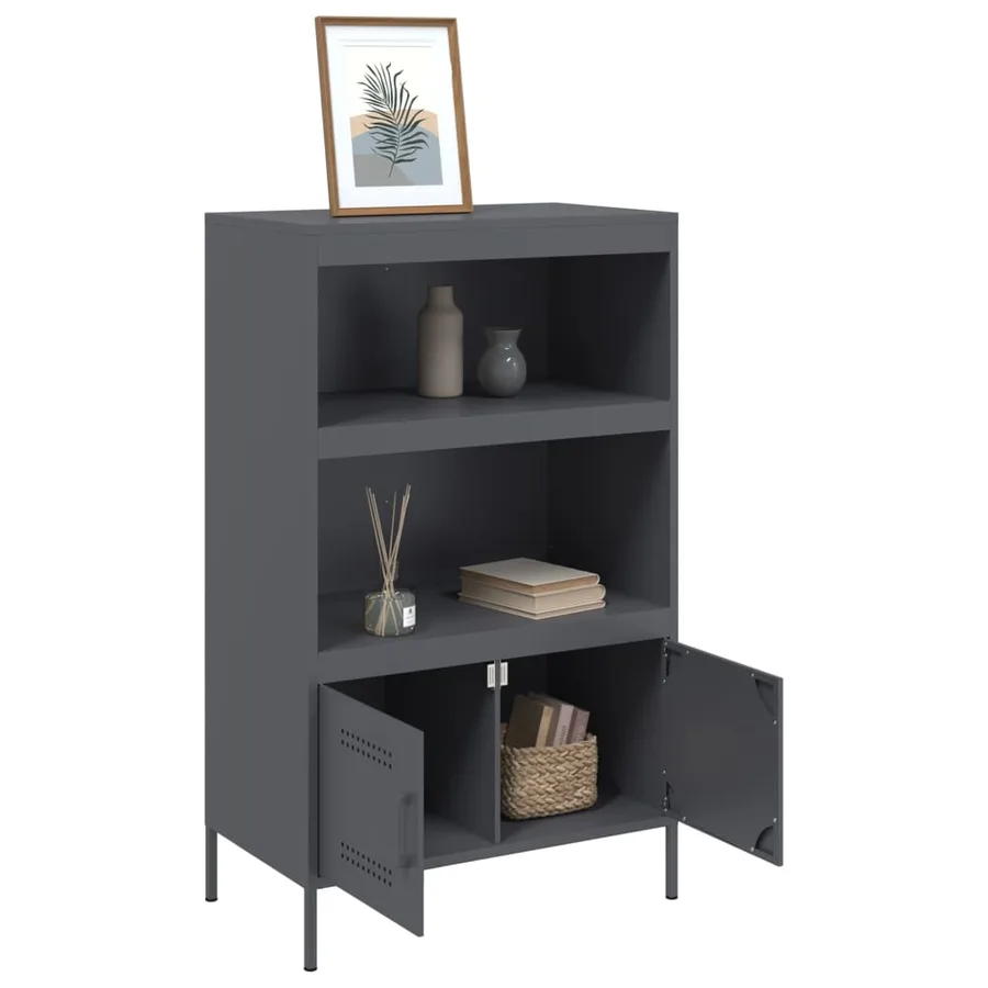 Buffet haut anthracite 68x39x113 cm acier - 5