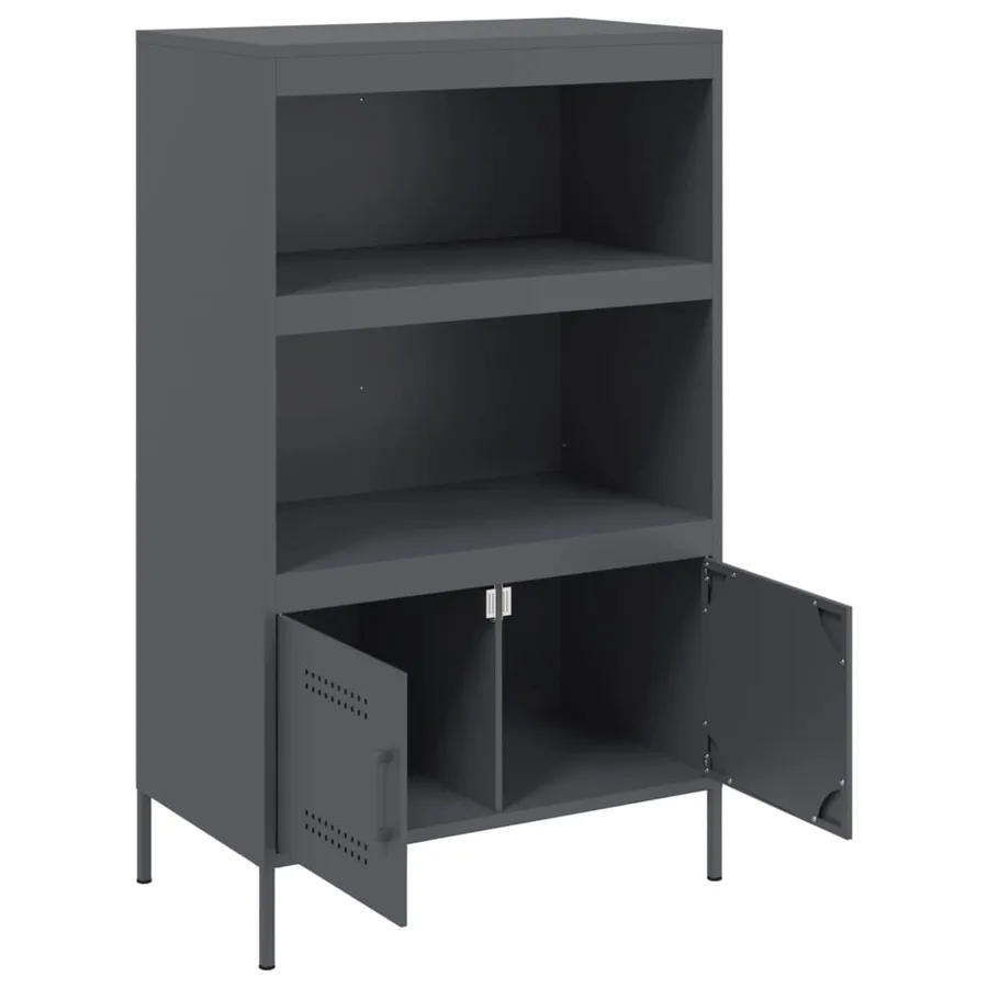 Buffet haut anthracite 68x39x113 cm acier - 9