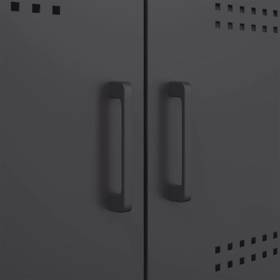 Buffet haut noir 68x39x113 cm acier - 11
