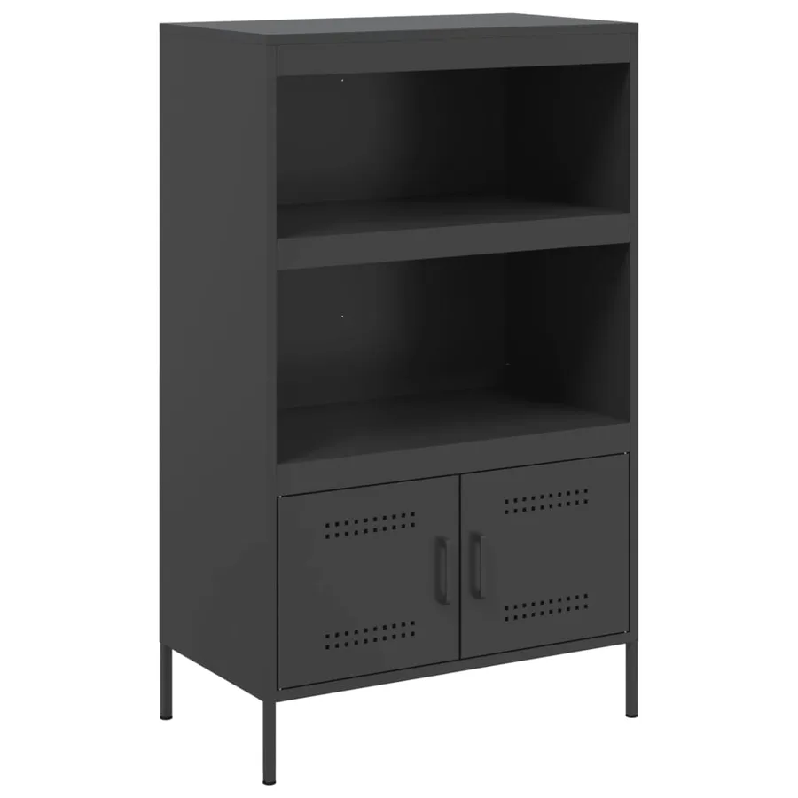 Buffet haut noir 68x39x113 cm acier - 2