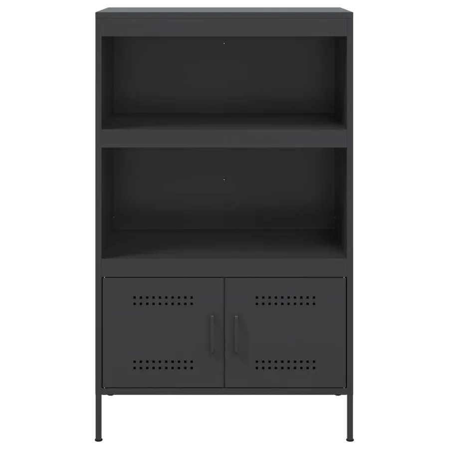 Buffet haut noir 68x39x113 cm acier - 6