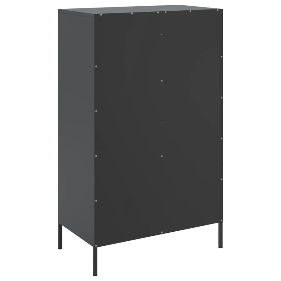 Buffet haut noir 68x39x113 cm acier - 8
