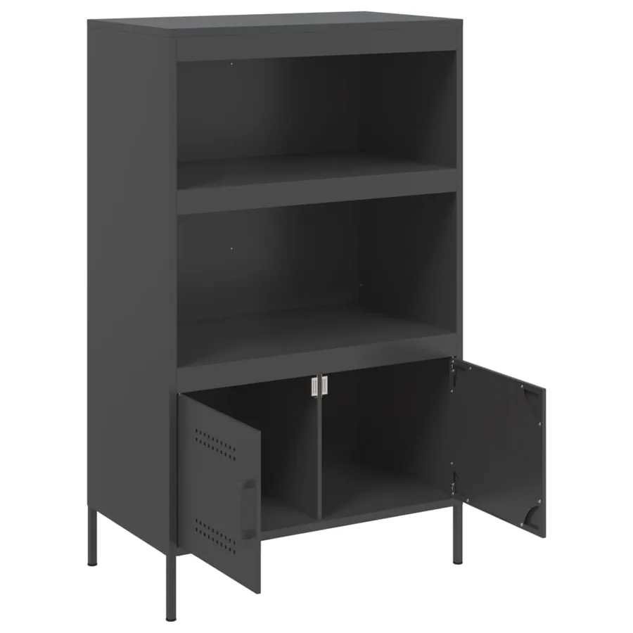 Buffet haut noir 68x39x113 cm acier - 9
