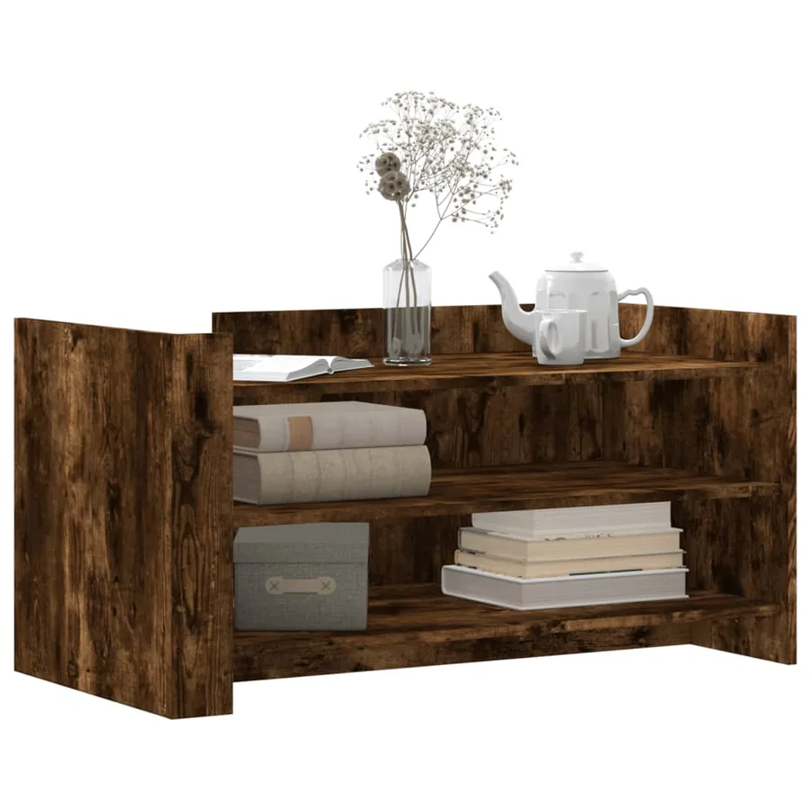 Table basse chêne fumé 100x50x50 cm bois d'ingénierie - 3