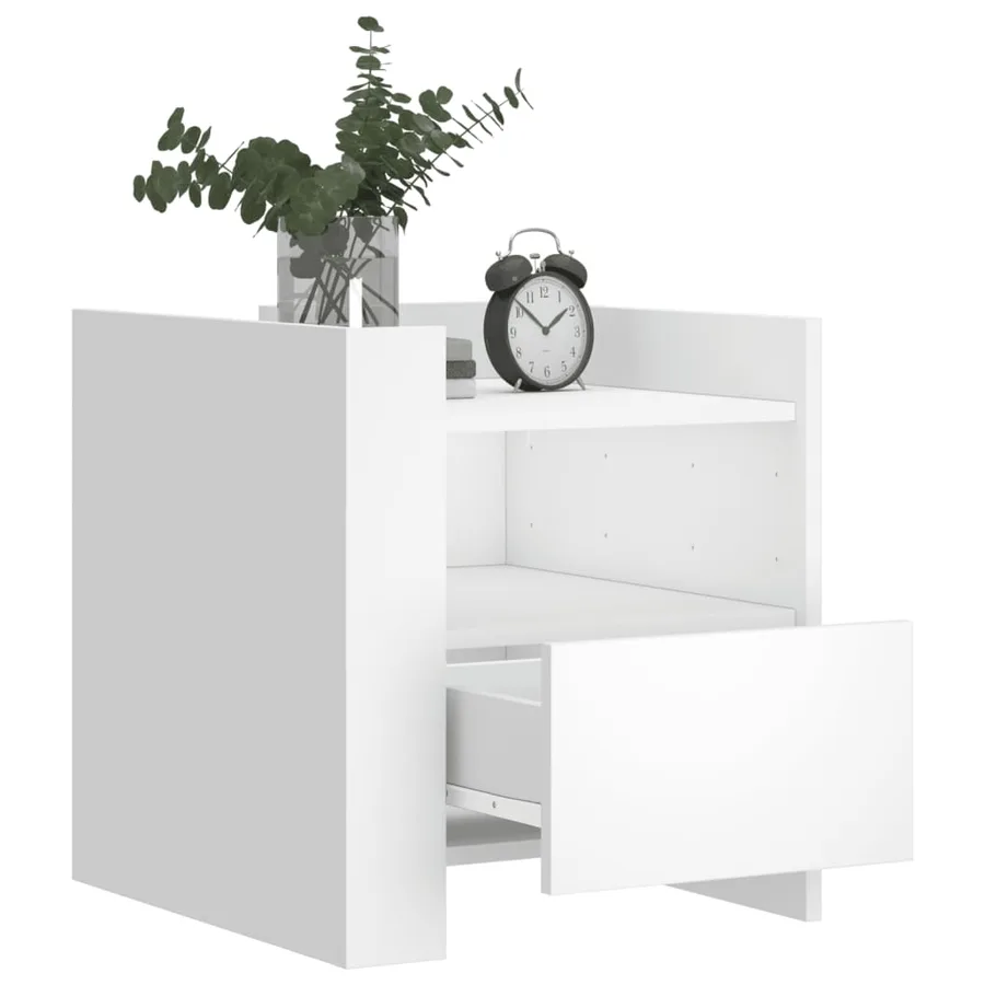 Table de chevet blanc 45x50x50 cm bois d’ingénierie - 3