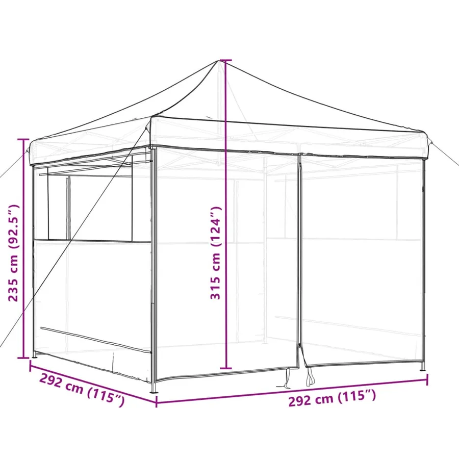 Tente de réception pliable escamotable avec 4 parois latérales - 8