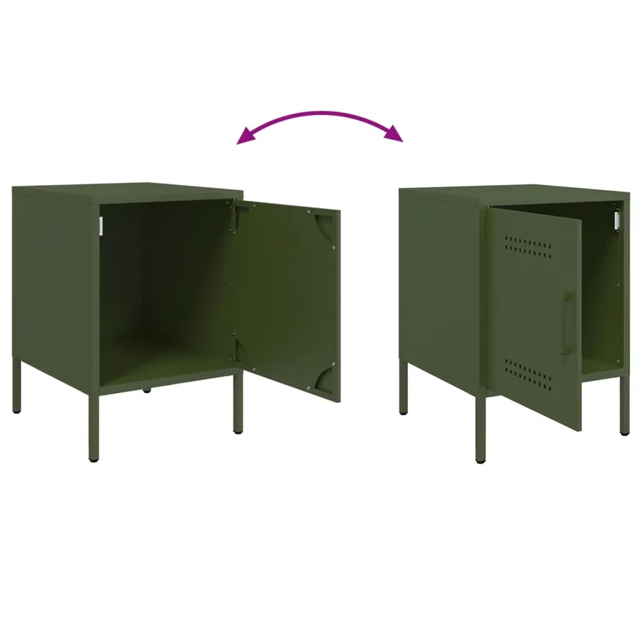 Table de chevet vert olive 36x39x50,5 cm acier - 10