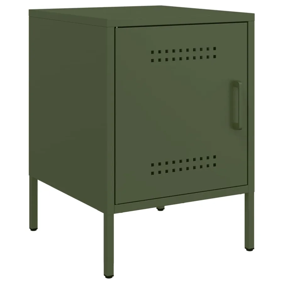Table de chevet vert olive 36x39x50,5 cm acier - 2