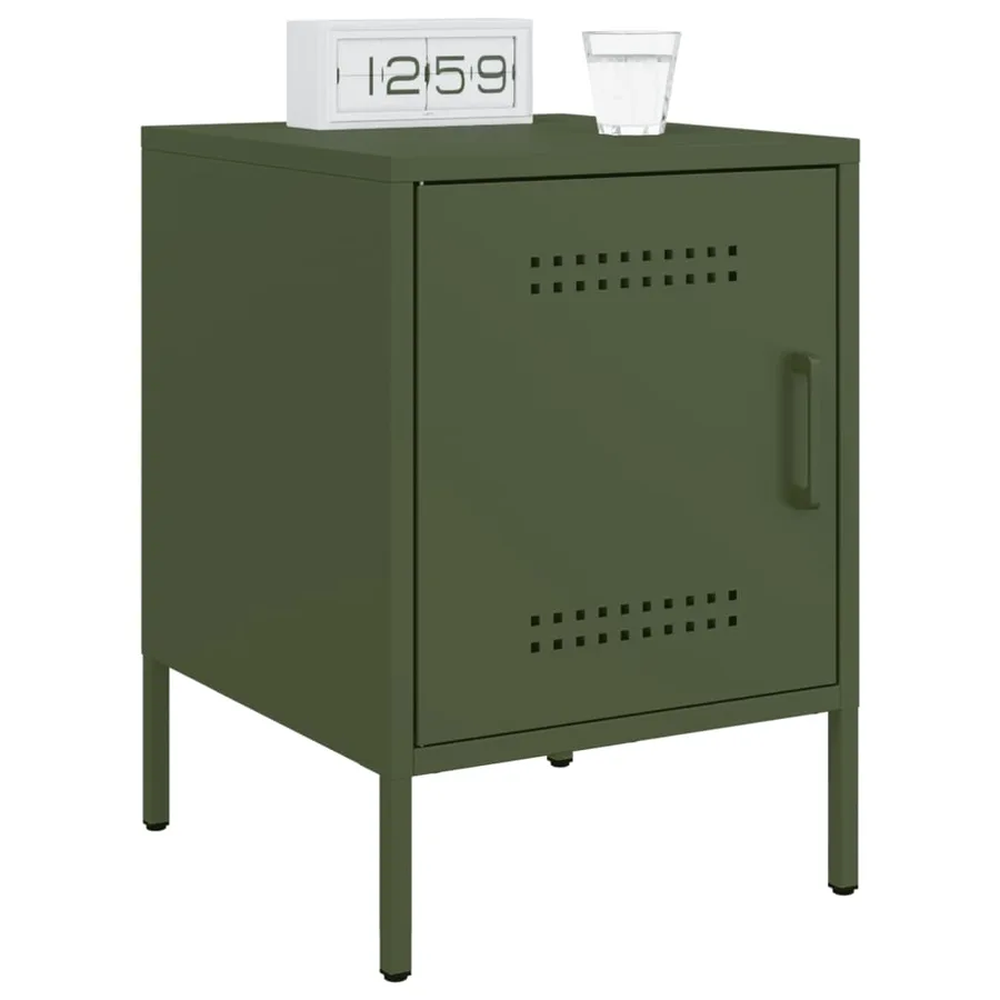 Table de chevet vert olive 36x39x50,5 cm acier - 4
