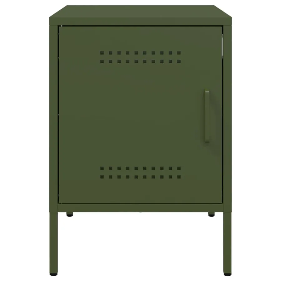 Table de chevet vert olive 36x39x50,5 cm acier - 6