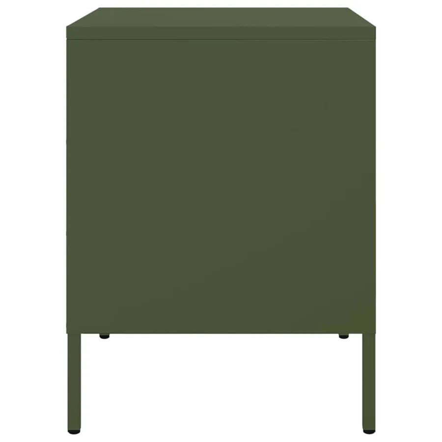 Table de chevet vert olive 36x39x50,5 cm acier - 7