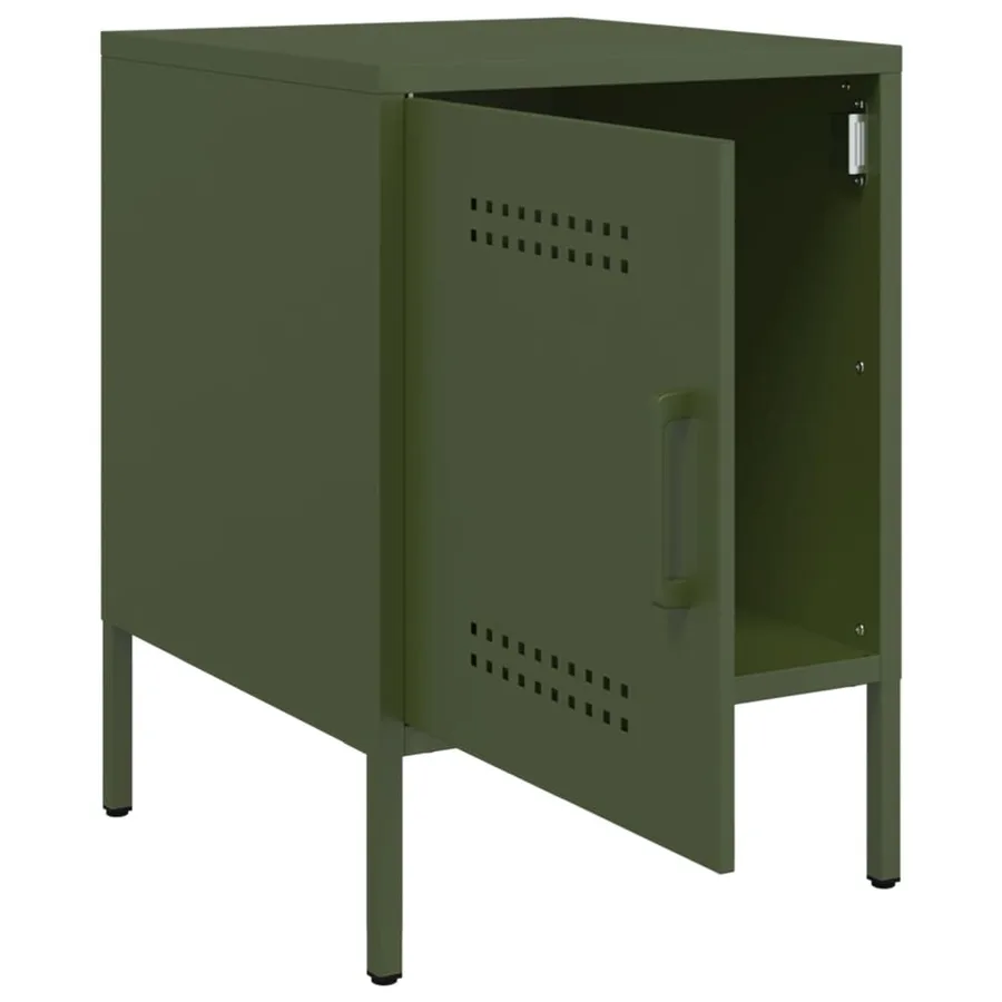 Table de chevet vert olive 36x39x50,5 cm acier - 9