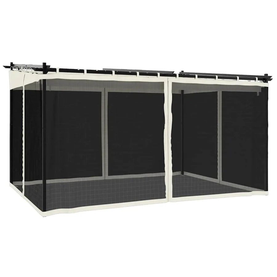 Tonnelle avec parois en filet crème 4x3 m acier - 2