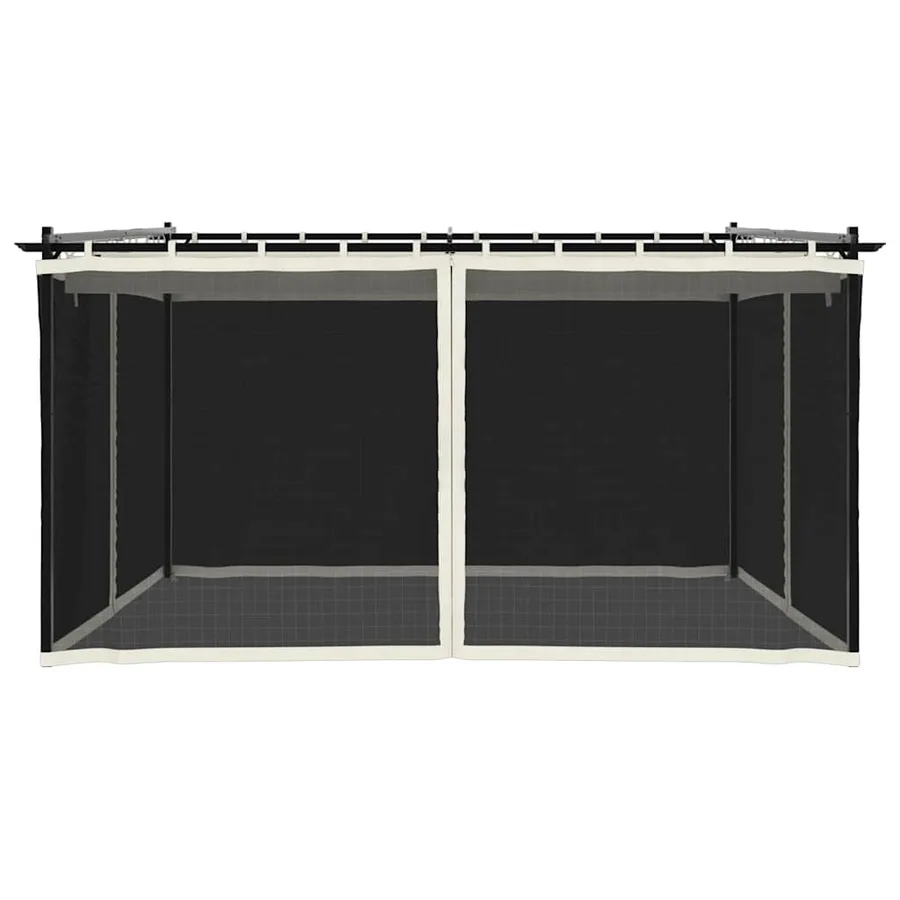 Tonnelle avec parois en filet crème 4x3 m acier - 4