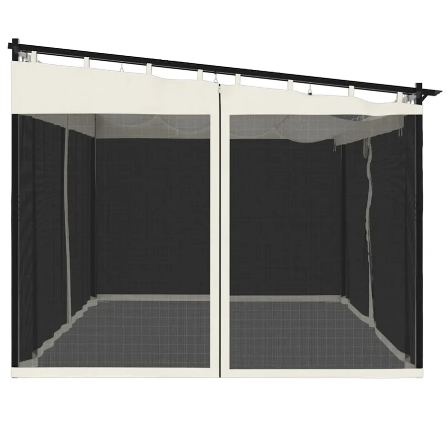 Tonnelle avec parois en filet crème 4x3 m acier - 5