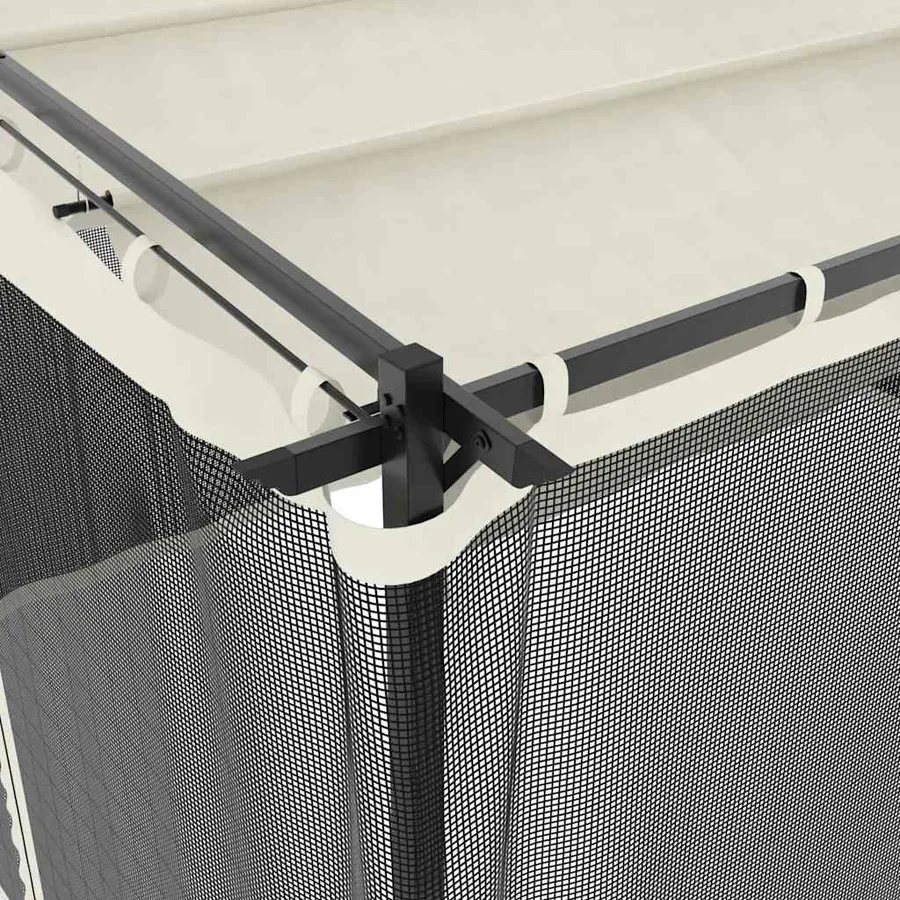 Tonnelle avec parois en filet crème 4x3 m acier - 7