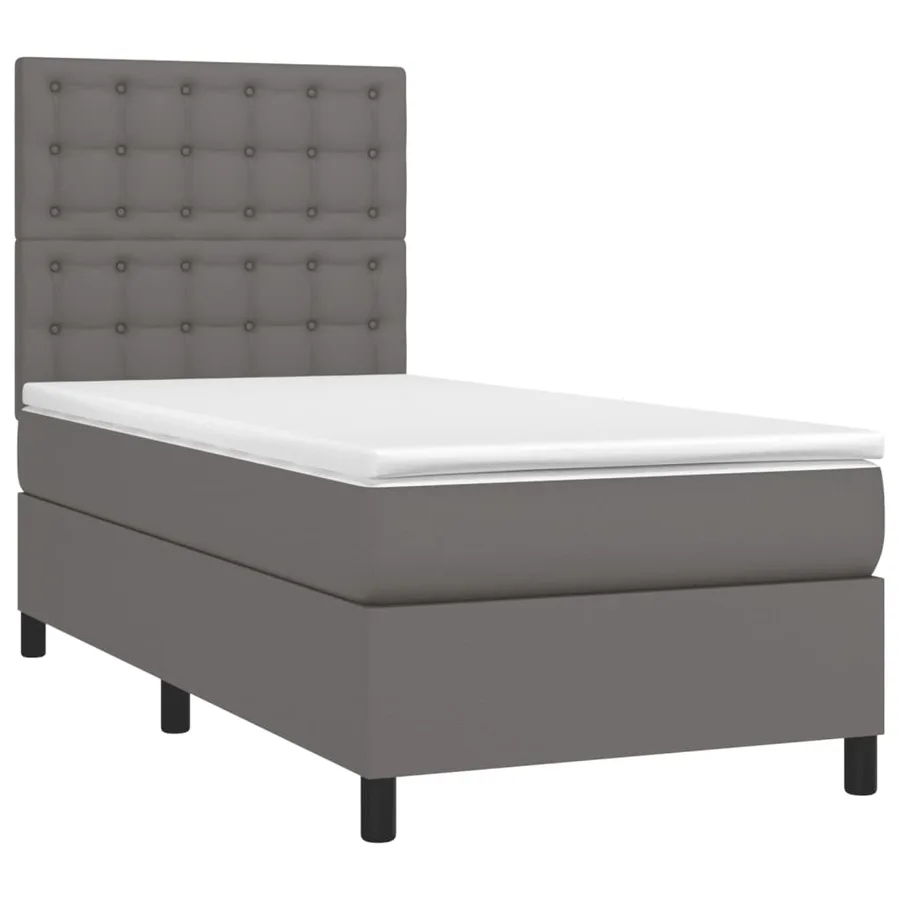 Sommier à lattes de lit avec matelas Gris 80x200 cm Similicuir - 3