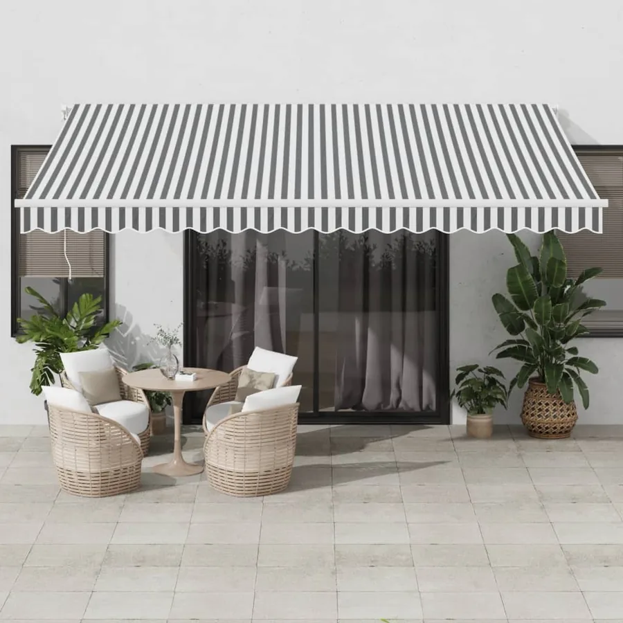 Auvent manuel rétractable anthracite et blanc 450x350 cm