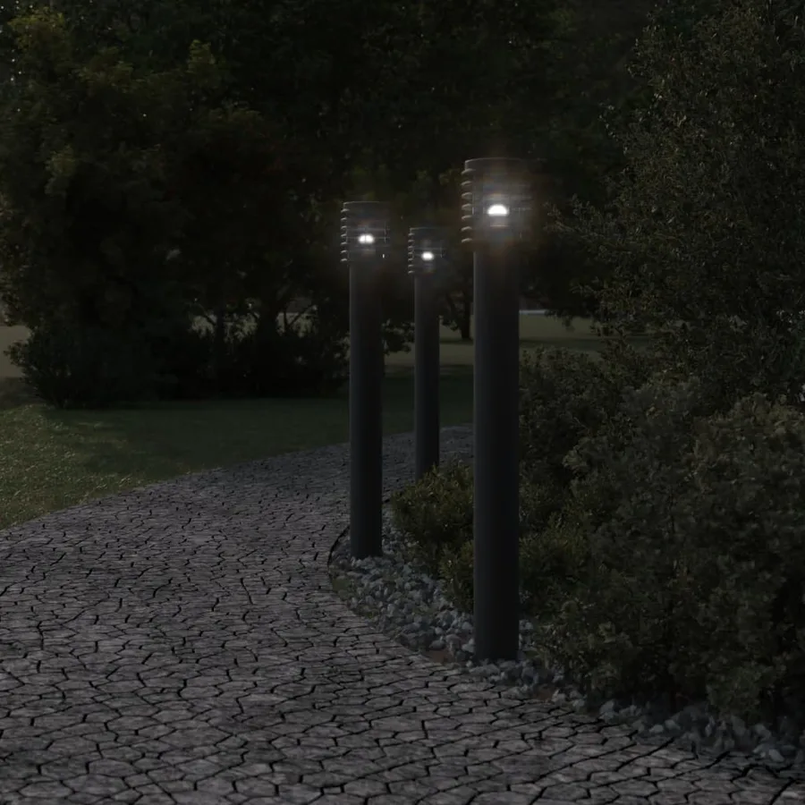 Lampadaire d'extérieur avec sortie noir 110 cm acier inoxydable - 3