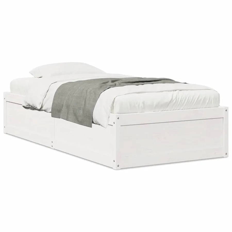 Cadre de lit sans matelas blanc 90x200 cm bois de pin massif - 2