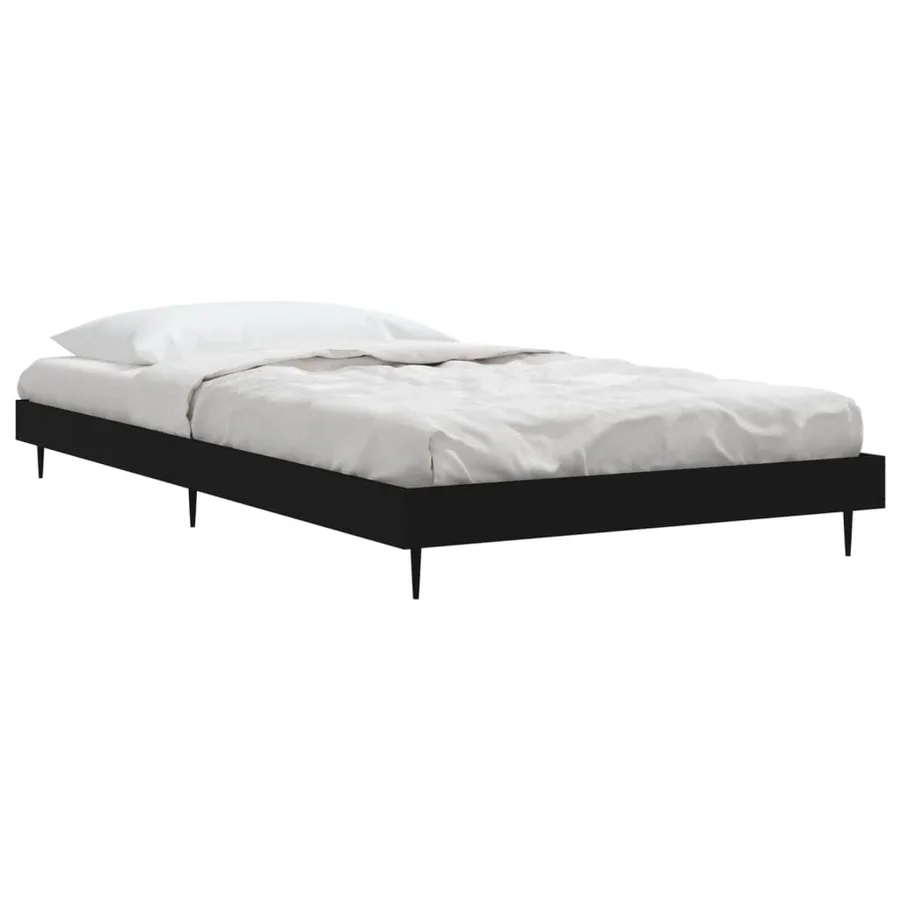 Cadre de lit sans matelas noir 90x200 cm bois d'ingénierie - 3