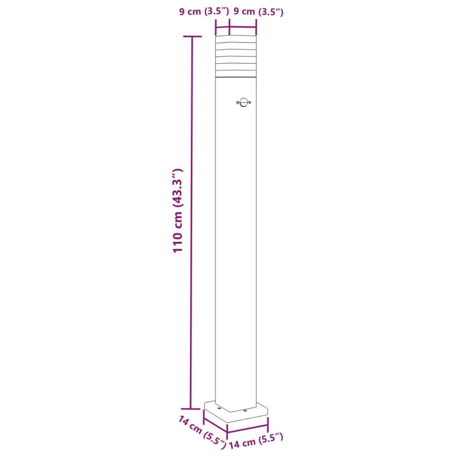 Lampadaire d'extérieur avec capteur noir 110 cm aluminium - 7