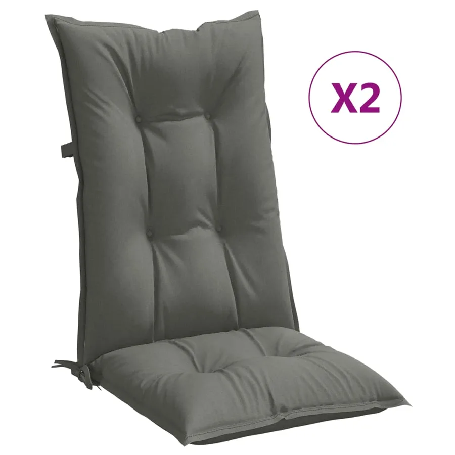 Coussins de chaise à dossier haut lot de 2 gris foncé mélangé - 2