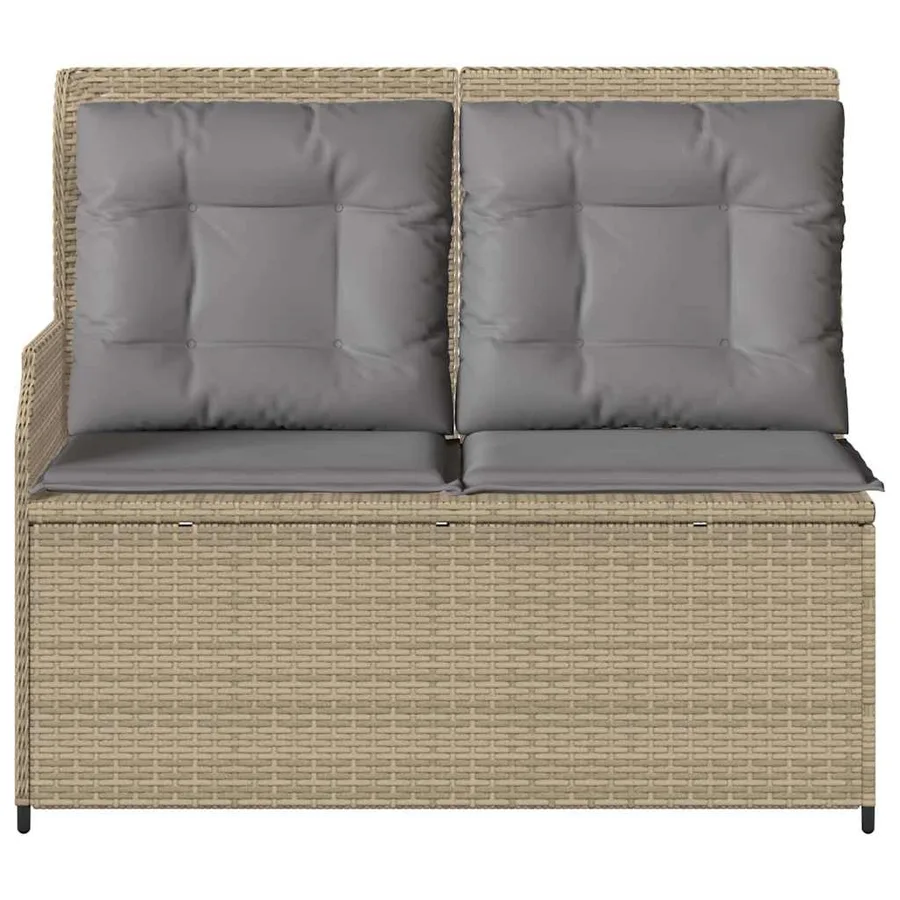 Banc inclinable de jardin avec coussins beige résine tressée - 4