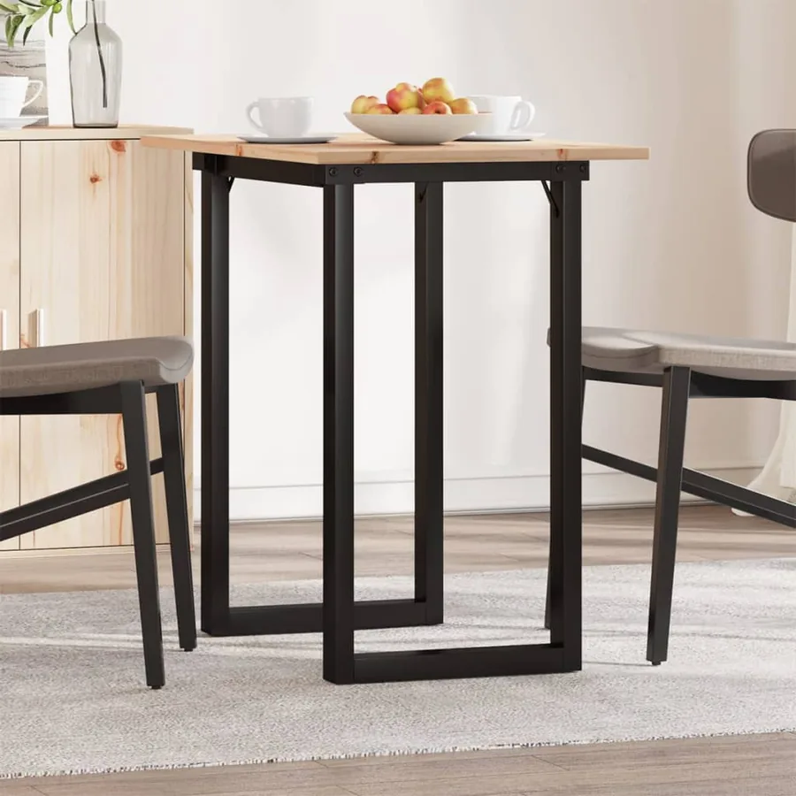 Table à manger cadre en O 80x50x75 cm bois de pin massif acier