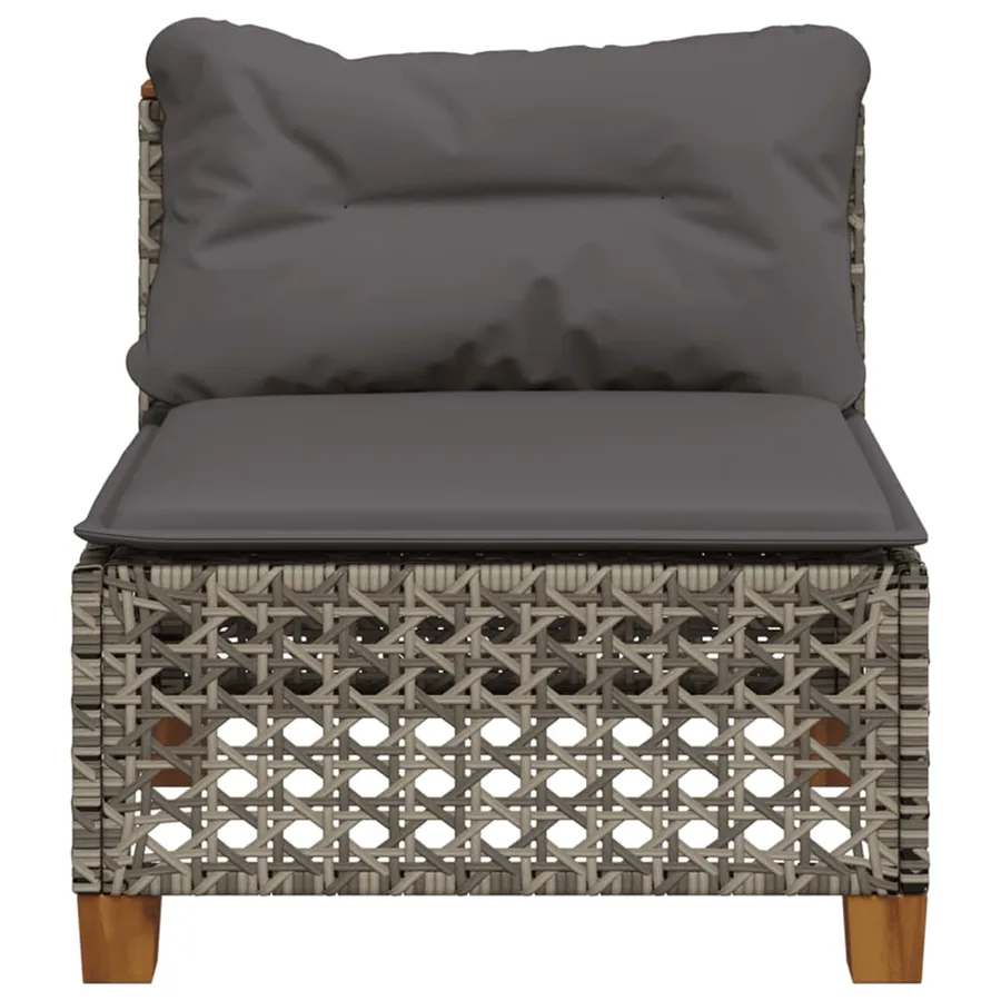 Canapé de jardin sans accoudoirs coussins gris résine tressée - 4