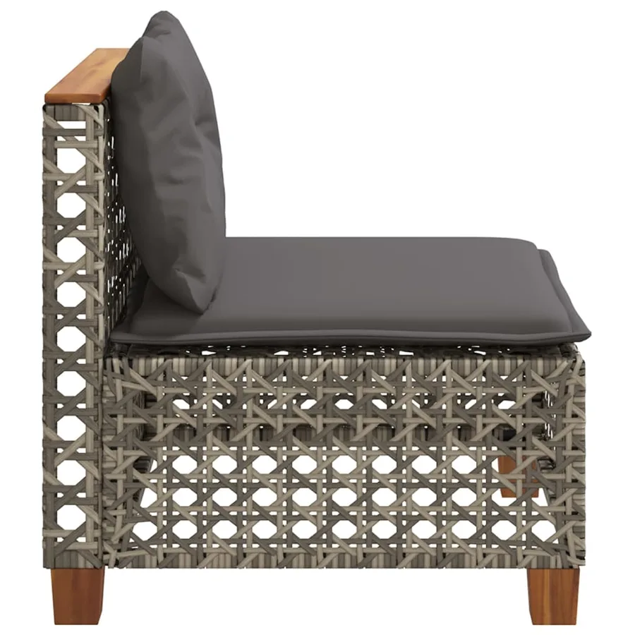 Canapé de jardin sans accoudoirs coussins gris résine tressée - 5