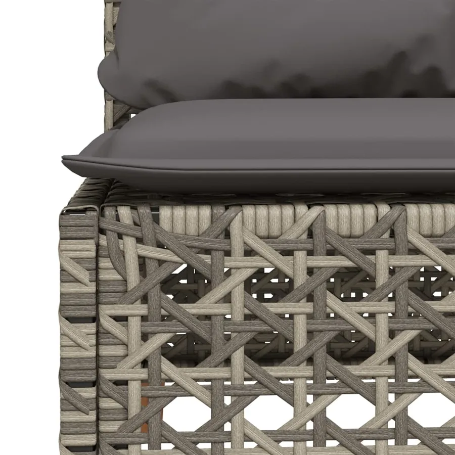 Canapé de jardin sans accoudoirs coussins gris résine tressée - 7