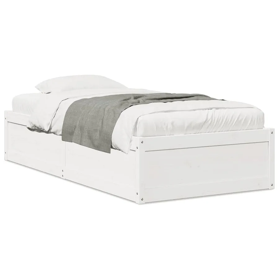 Cadre de lit sans matelas blanc 75x190 cm bois de pin massif - 2